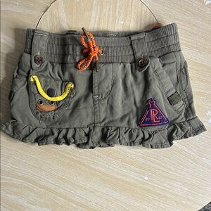 Ralph Lauren Khaki Skirt with Ruffle and Colorful Accents